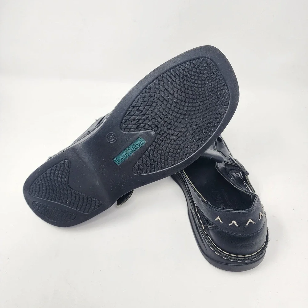 Josef Seibel Leather Fisherman Sandals Men's 6.5 Black Comfort European